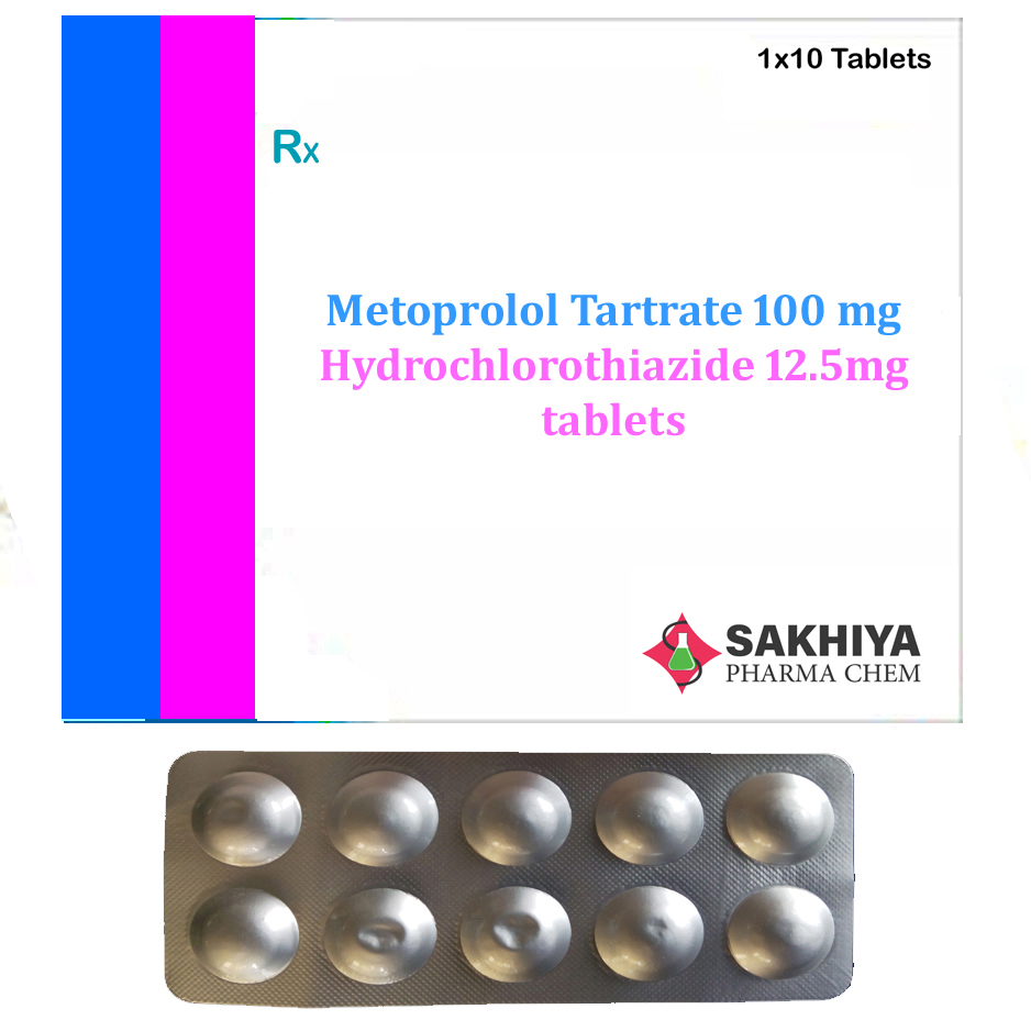 Metoprolol Tartrate 100mg+ Hydrochlorothiazide 12.5mg Tablets