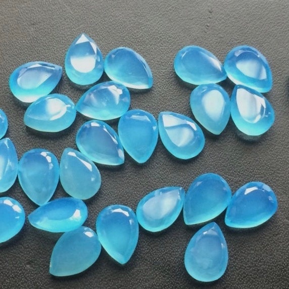 5x7mm Blue Chalcedony Faceted Pear Loose Gemstones