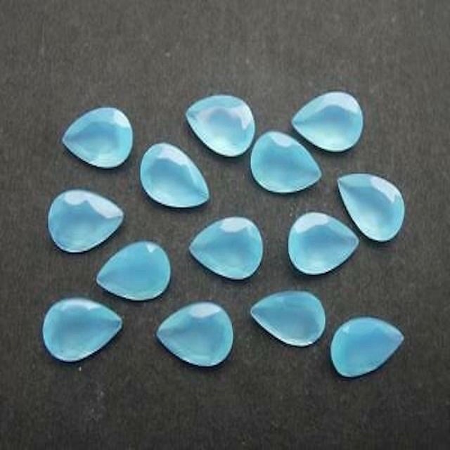 4x6mm Aqua Chalcedony Faceted Pear Loose Gemstones
