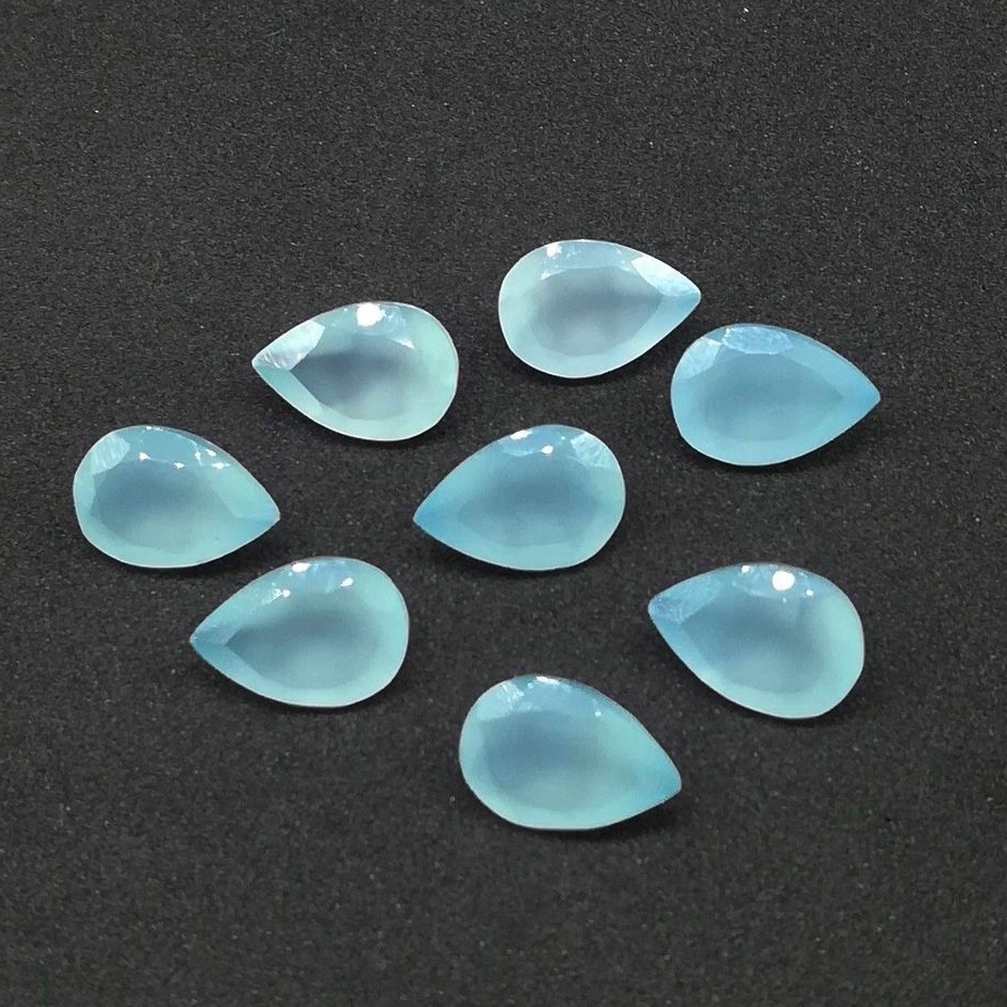 5x8mm Aqua Chalcedony Faceted Pear Loose Gemstones