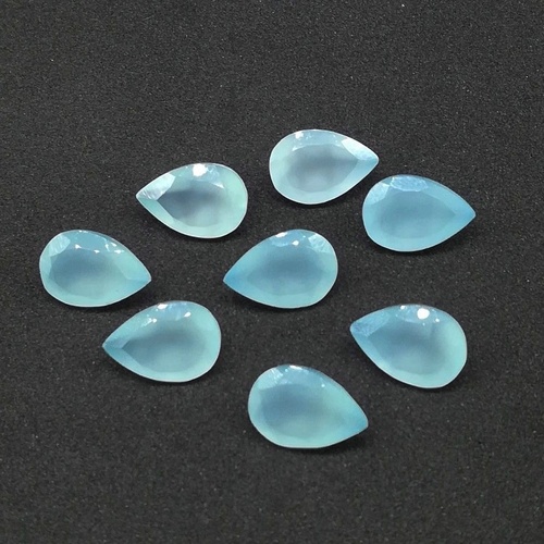 6x9mm Aqua Chalcedony Faceted Pear Loose Gemstones