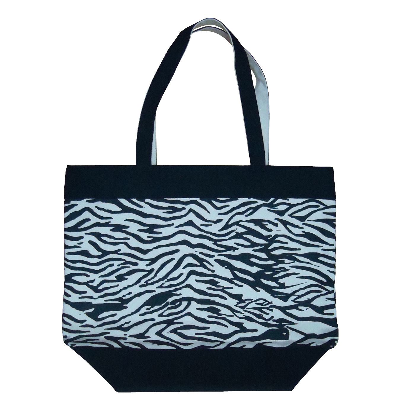 12 Oz Natural Canvas Zebra Print Boat Bag