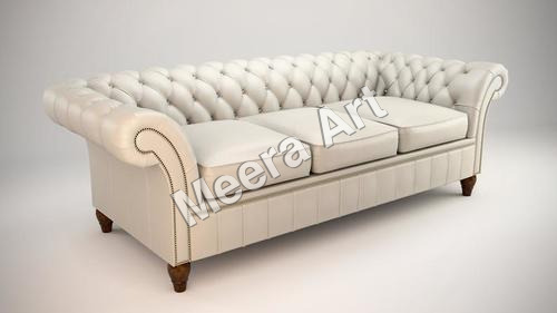 Three Seater Leather Sofa By SHREE ART AND CULTURE