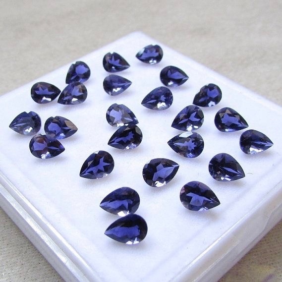 5x7mm Iolite Faceted Pear Loose Gemstones