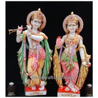 Multi Color Home Decorative Marble Radha Krishna Sculpture