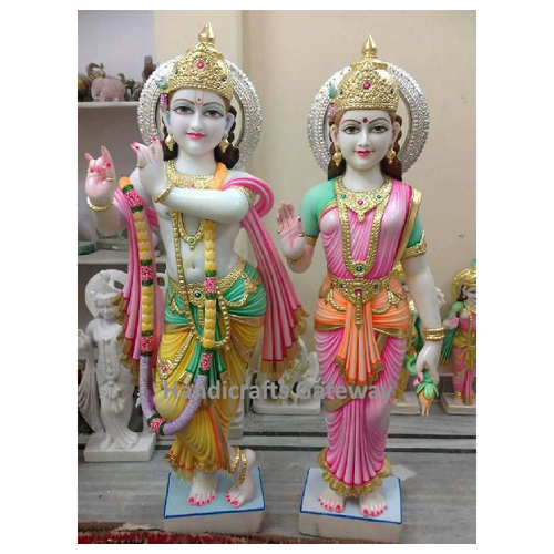 Multi Color Beautiful Stone Radha Krishna Sculpture