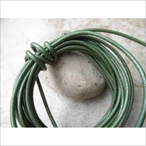 Leather Round Cord - Leather Material, Custom Size, Green Color | Ideal for Commercial Usage in Various Applications