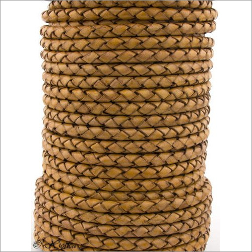 Genuine Braided Leather Cord - Leather Material Custom Size Brown Color | Braided Shape for Versatile Commercial Usage