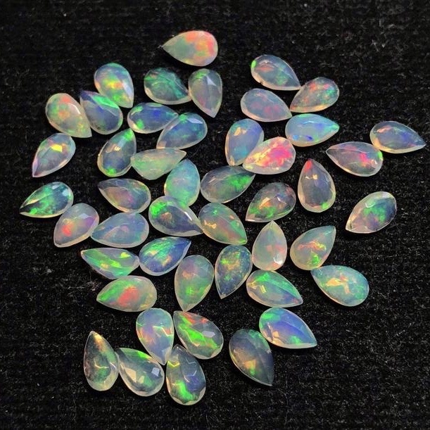 5x8mm Ethiopian Opal Faceted Pear Loose Gemstones