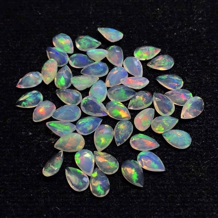 5x8mm Ethiopian Opal Faceted Pear Loose Gemstones