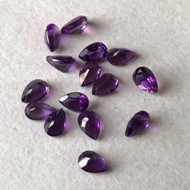 3x5mm African Amethyst Faceted Pear Loose Gemstones