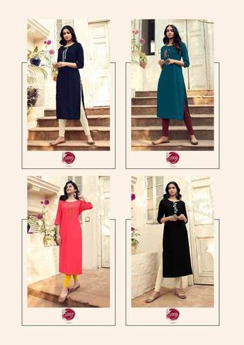 Mohini By Banwery Rayon Embroidery Kurtis - 14Kg Rayon, 46" Length, Sizes M(38)-XXL(44) | 3-4th Sleeve, Embroidered Pattern, Traditional Ethnic Party Wear