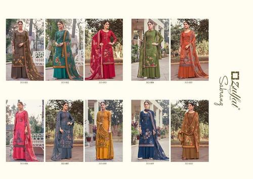 Sabrang By Zulfat Pure Cotton Salawar Suits - Pure Cotton Digital Style Print With Heavy Fancy Embroidery, Full Sleeves, Quick Dry, Washable, Customized Size