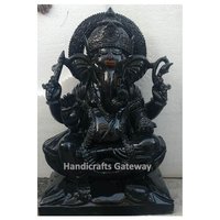 Handmade Black Stone Ganesha Statue For Home Temple