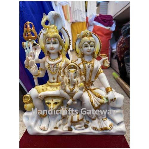 Beautiful Marble Shiv Family Statue For Temple