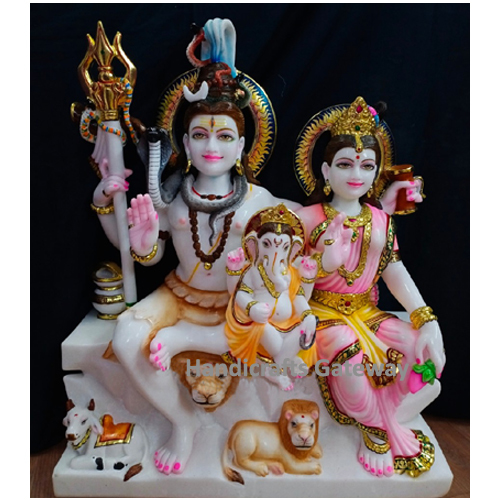 Multi Color Handmade Solid Marble Shankar Parvati Sculpture