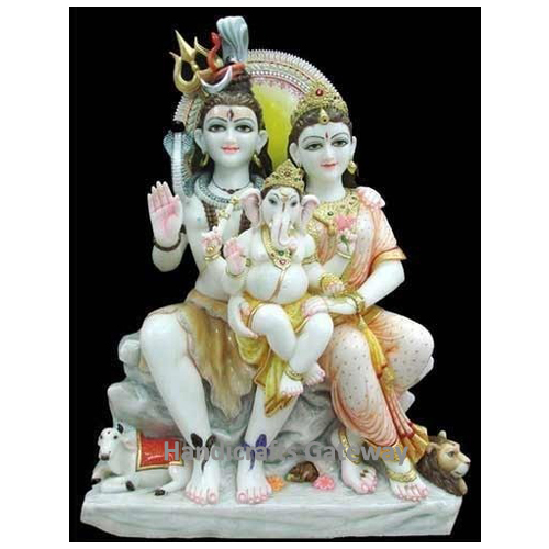 White Marble Shiva Parvati Moorti For Home Temple Height: 12" Inch (In)