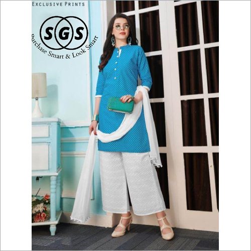 Ladies Plain Kurti With Palazzo Set