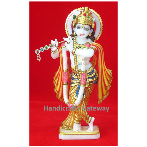 White No. 1 Quality Marble Lord Krishna Sculpture