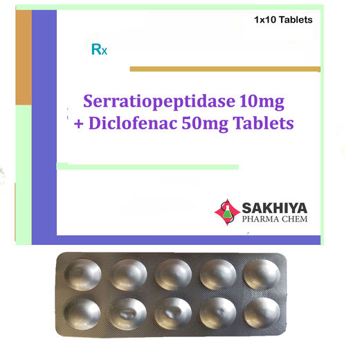  सेरासियोपेप्टिडेज़ 10Mg + डिक्लोफेनाक 50Mg टैबलेट सामान्य दवाएं