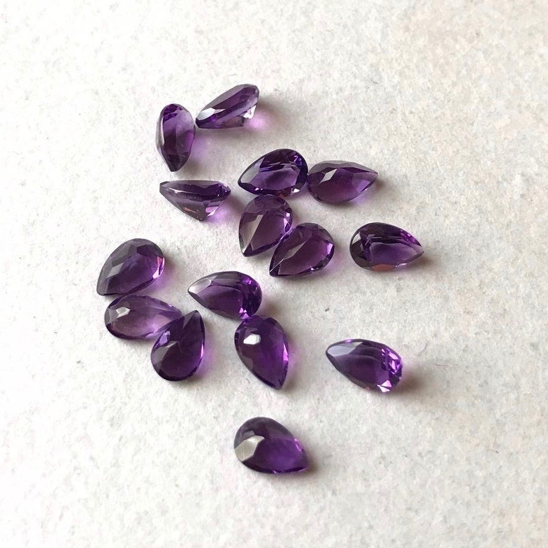 4x6mm African Amethyst Faceted Pear Loose Gemstones