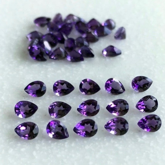 5x7mm African Amethyst Faceted Pear Loose Gemstones