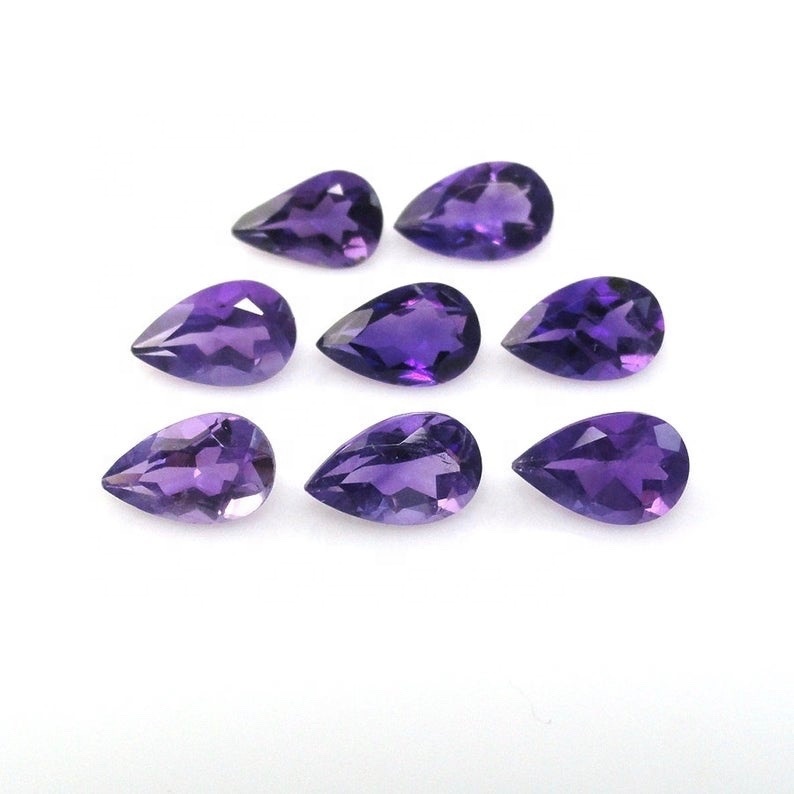 7x10mm African Amethyst Faceted Pear Loose Gemstones