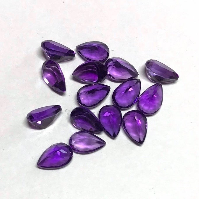 8x12mm African Amethyst Faceted Pear Loose Gemstones