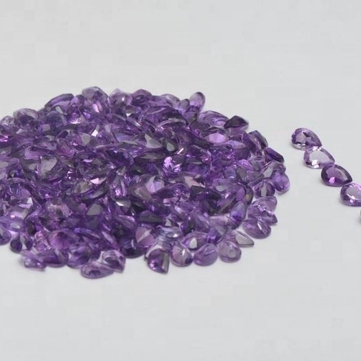 4x6mm Brazil Amethyst Faceted Pear Loose Gemstones