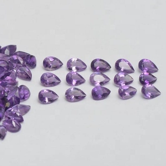 5x7mm Brazil Amethyst Faceted Pear Loose Gemstones