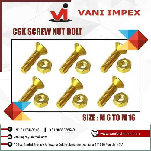 Csk Screw Nut Bolt