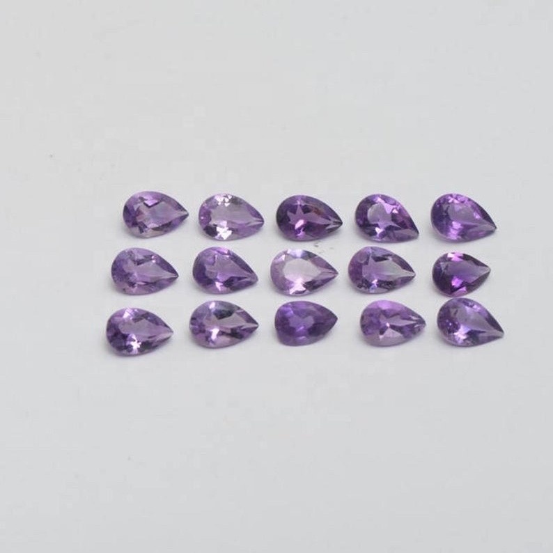 7x10mm Brazil Amethyst Faceted Pear Loose Gemstones