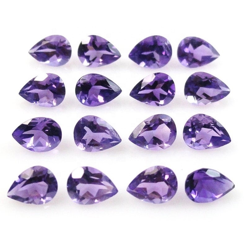 8x12mm Brazil Amethyst Faceted Pear Loose Gemstones