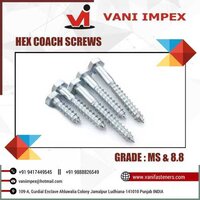 Coach Screws - En 8 Hexagonal, Sizes M 6x50 To M 12x200 | Heavy Duty Metal To Wood Connections, Zinc Coated White Finish