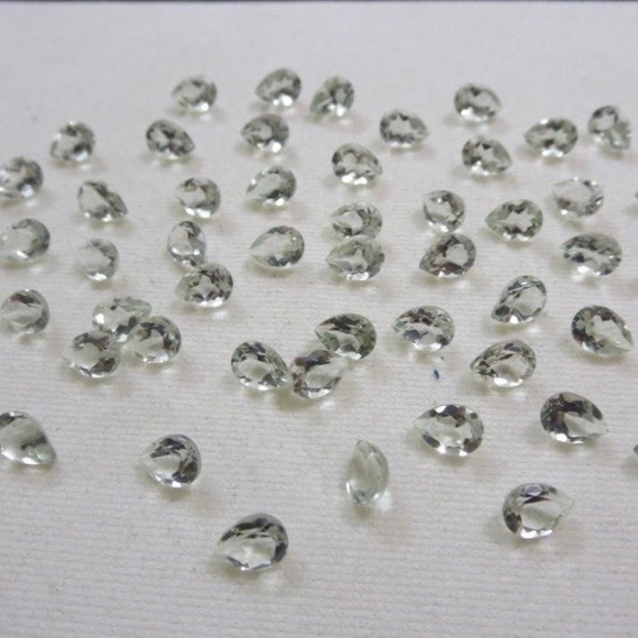 5x7mm Green Amethyst Faceted Pear Loose Gemstones