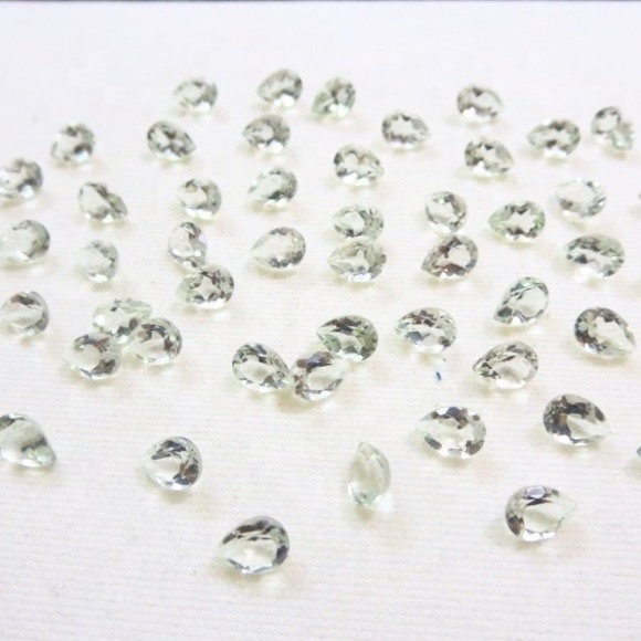 5x8mm Green Amethyst Faceted Pear Loose Gemstones