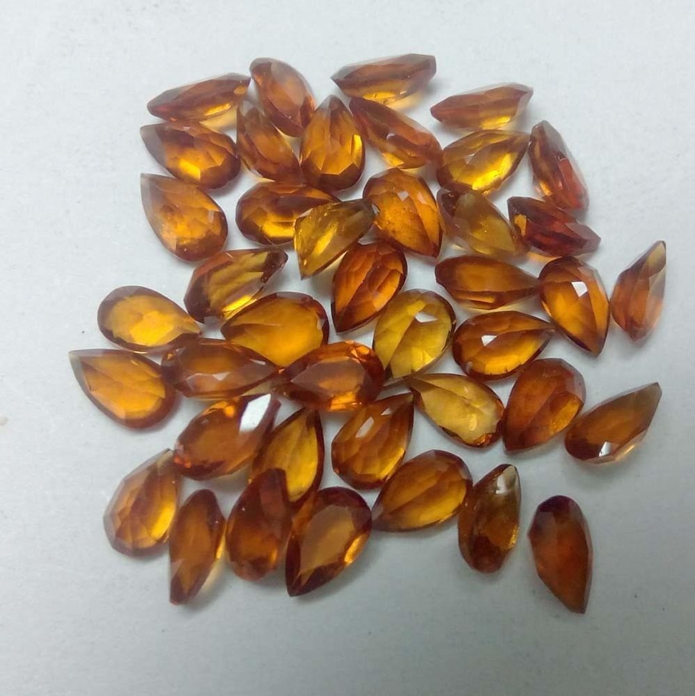 4x6mm Hessonite Garnet Faceted Pear Loose Gemstones