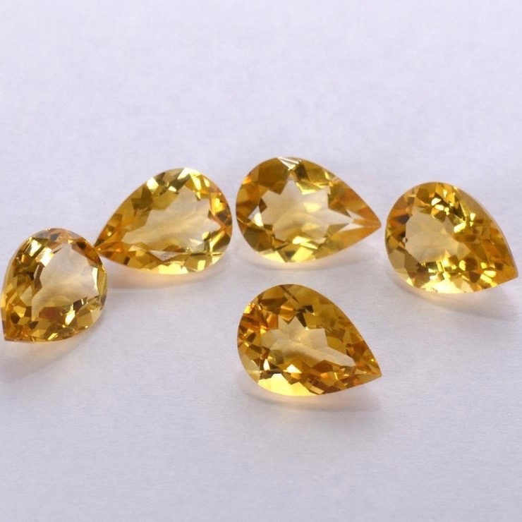 5x7mm Citrine Faceted Pear Loose Gemstones