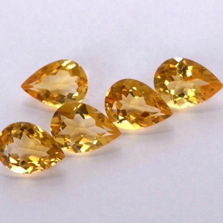 6x9mm Citrine Faceted Pear Loose Gemstones