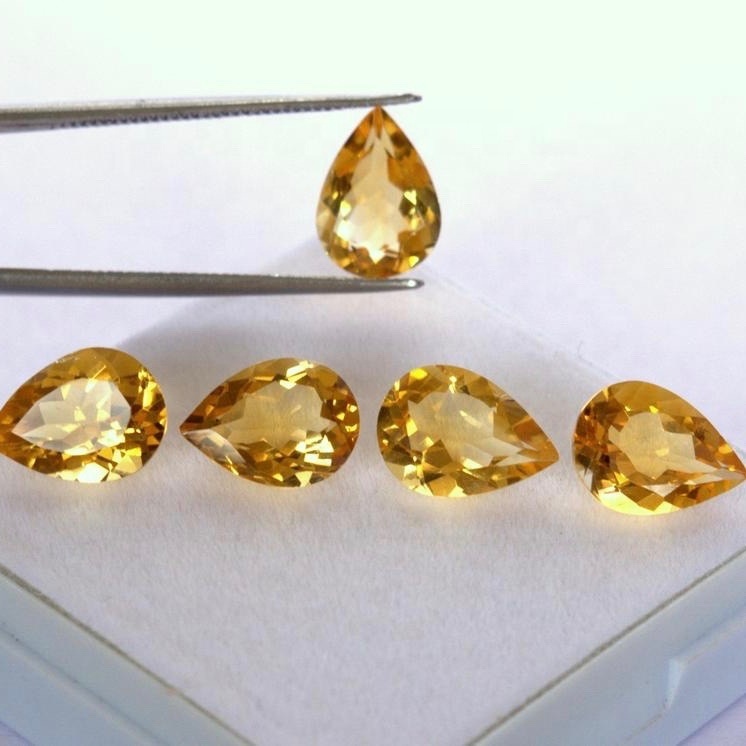 8x12mm Citrine Faceted Pear Loose Gemstones