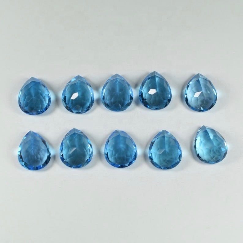 4x6mm Swiss Blue Topaz Faceted Pear Loose Gemstones