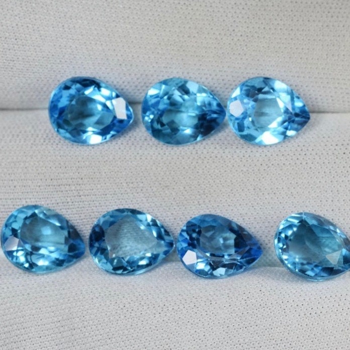 5x8mm Swiss Blue Topaz Faceted Pear Loose Gemstones
