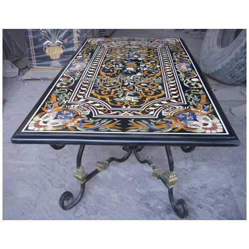 Marble Inlay Design Rectangular Dining Table For Dining Room