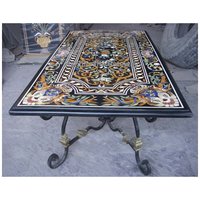 Marble Inlay Design Dining Table - Rectangular & Round Shapes, 48x24 To 96x48 Inch | Polished Finish, Customized Logo, Indian Style
