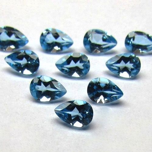 6x9mm Swiss Blue Topaz Faceted Pear Loose Gemstones