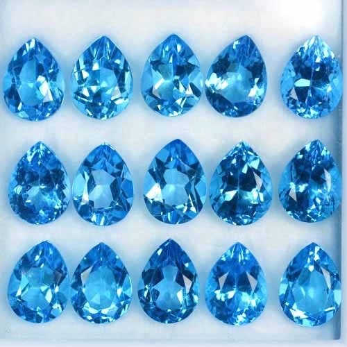 6x9mm Swiss Blue Topaz Faceted Pear Loose Gemstones
