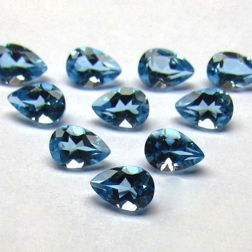 8x12mm Swiss Blue Topaz Faceted Pear Loose Gemstones