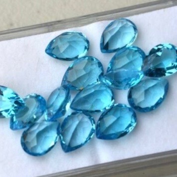 8x12mm Swiss Blue Topaz Faceted Pear Loose Gemstones