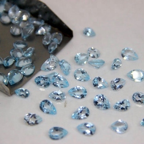 4x6mm Sky Blue Topaz Faceted Pear Loose Gemstones