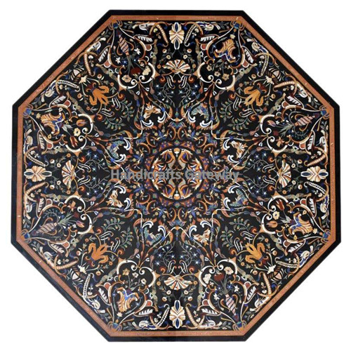 Beautiful Octagonal Shape Marble Pietra Dura Design Table Top